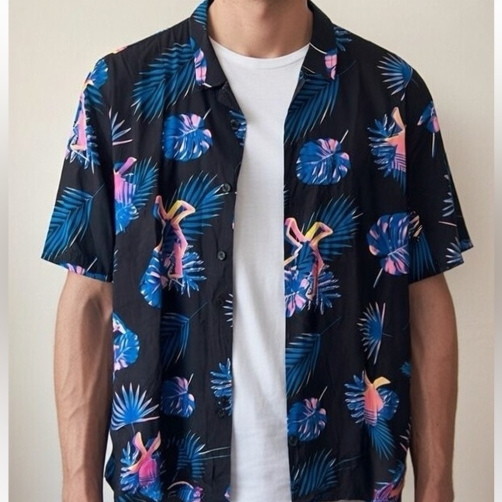 Dutch Bros Windmill Classic Hawaiian Banana Leaf Shirt - Medium